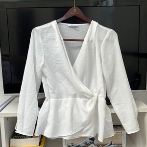 Top shop White Wrap Blouse